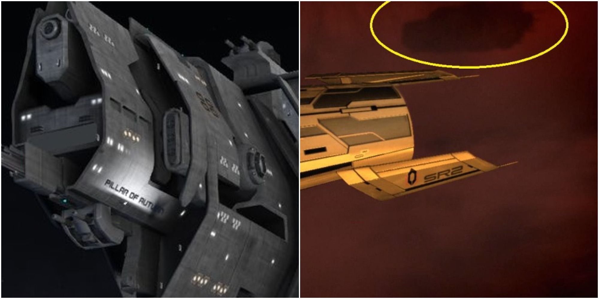 The Pillar of Autumn in Halo: Reach and the ship in Mass Effect 2