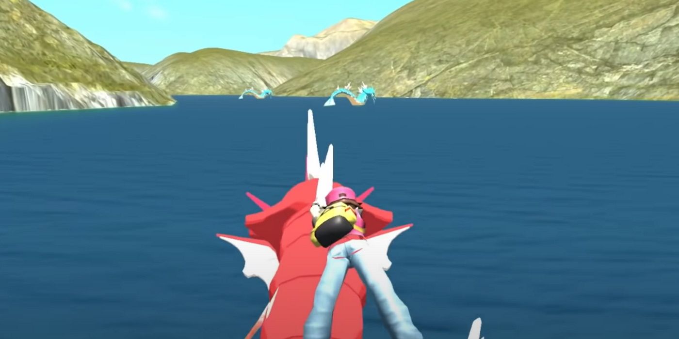 Pokemon Legends Arceus fan recreation surf red gyarados