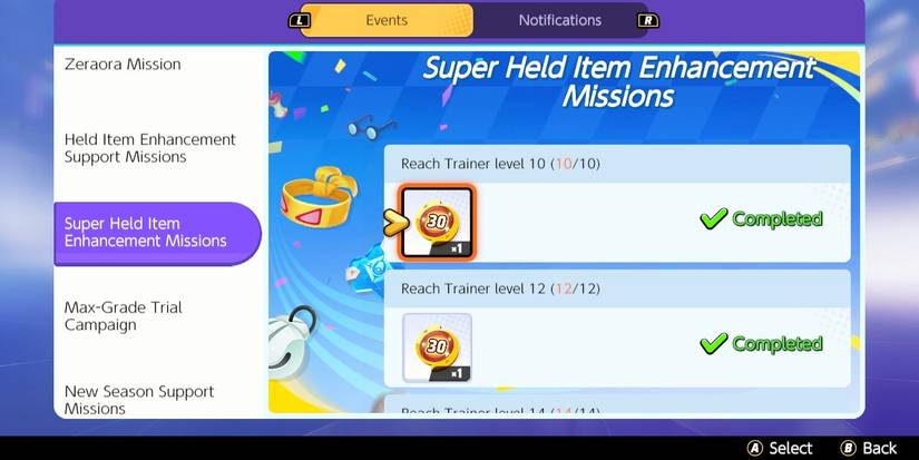 Pokemon Unite event menu mission switch