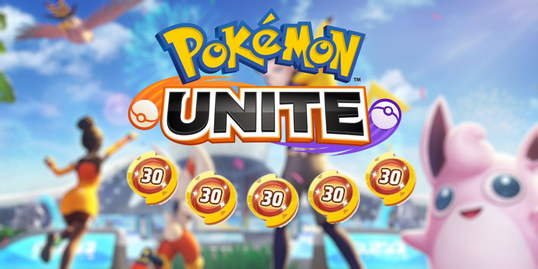 Pokemon Unite logo with super item enhancers