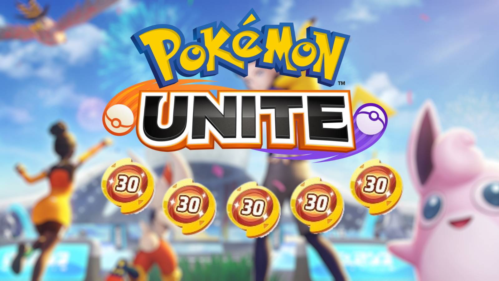 Pokemon Unite logo with super item enhancers