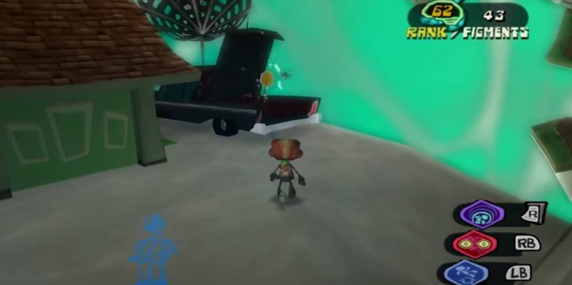 Raz retrieving the stop sign in Psychonauts