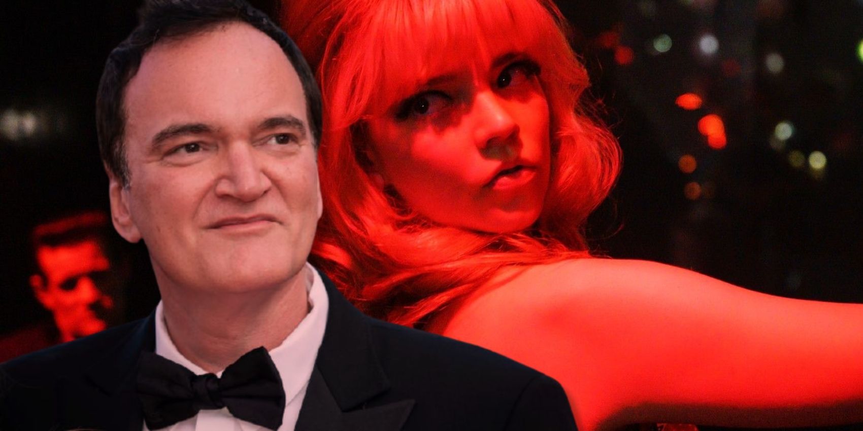 Film director Quentin Tarantino superimposed over Sandie dancing in the film 'Last Night in Soho'