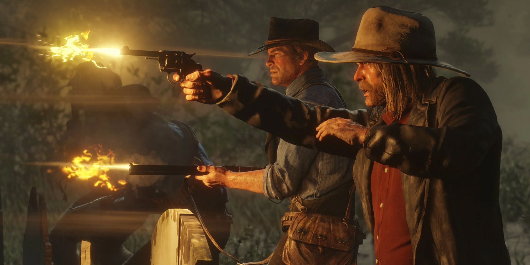 Red Dead Redemption 2 Arthur and Micah shooting
