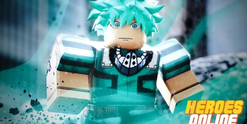 A still of a blue haired hero from Roblox game Heroes Online.