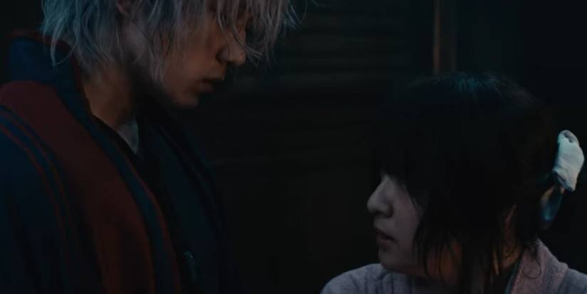 Rurouni Kenshin Enishi Yukishiro confronting a terrified Kaoru Kamiya