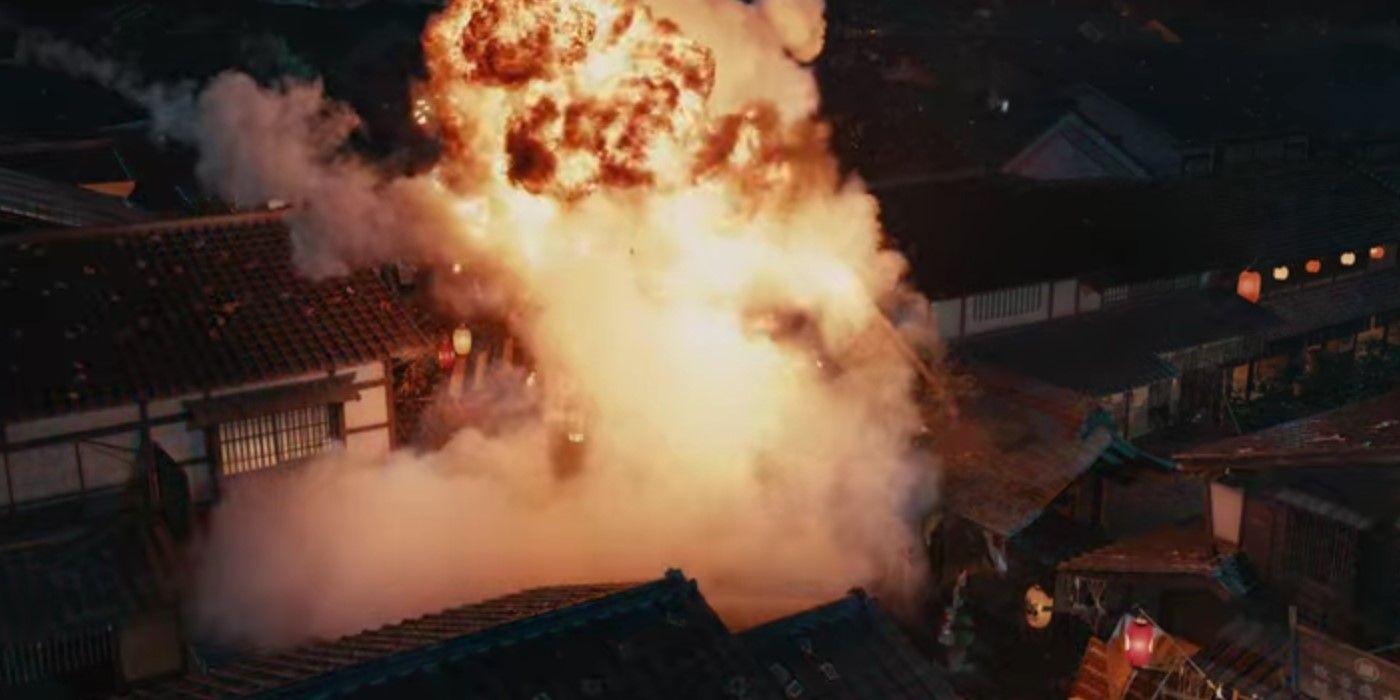 Rurouni Kenshin An explosion of a building caused by Enishi's attacks