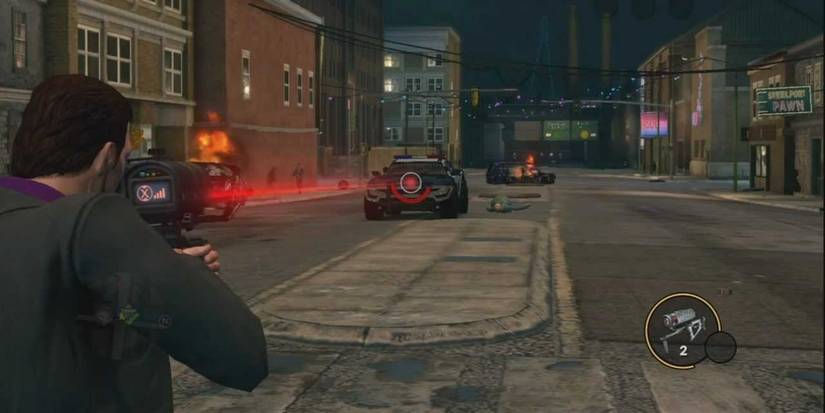 Saints Row 3 SA-3 Air Strike use on a police car