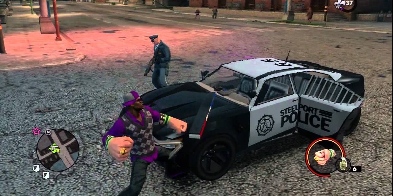 Saints Row 3 Apoca-Fist Smashing a Police Car