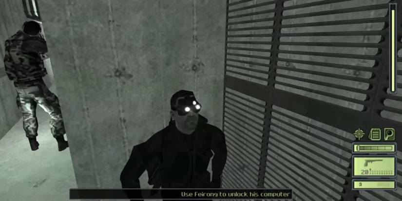 Sam Fisher using night vision in Splinter Cell