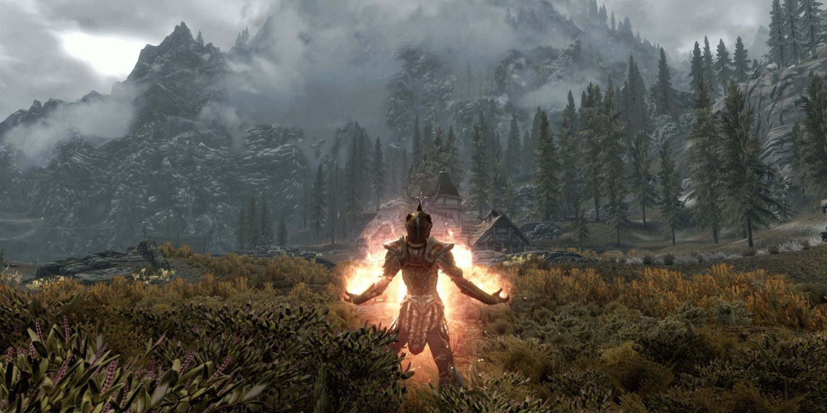 Player Using A Scroll Of Fire Storm From Skyrim