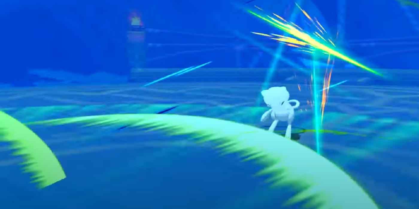 Seed Flare hitting a Mew in Pokemon