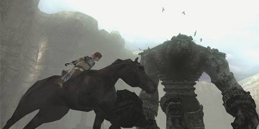 approaching giant boss on horse in Shadow of the Collossus PS2