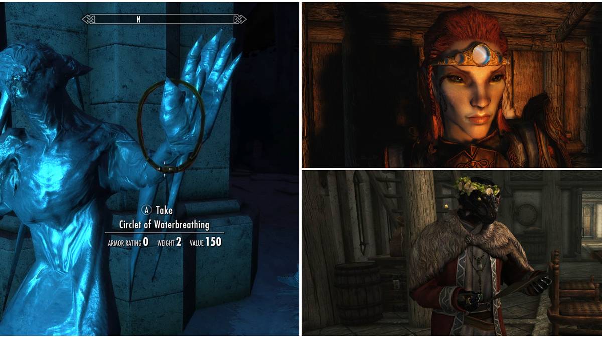 Circlet Of Waterbreathing, Aetherial Crown & Wedding Wreath From Skyrim