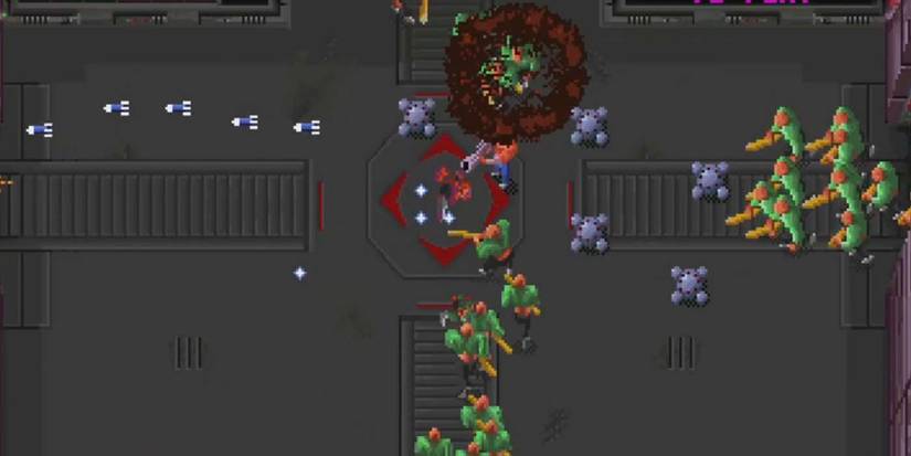 Smash TV gameplay enemies coming at the player