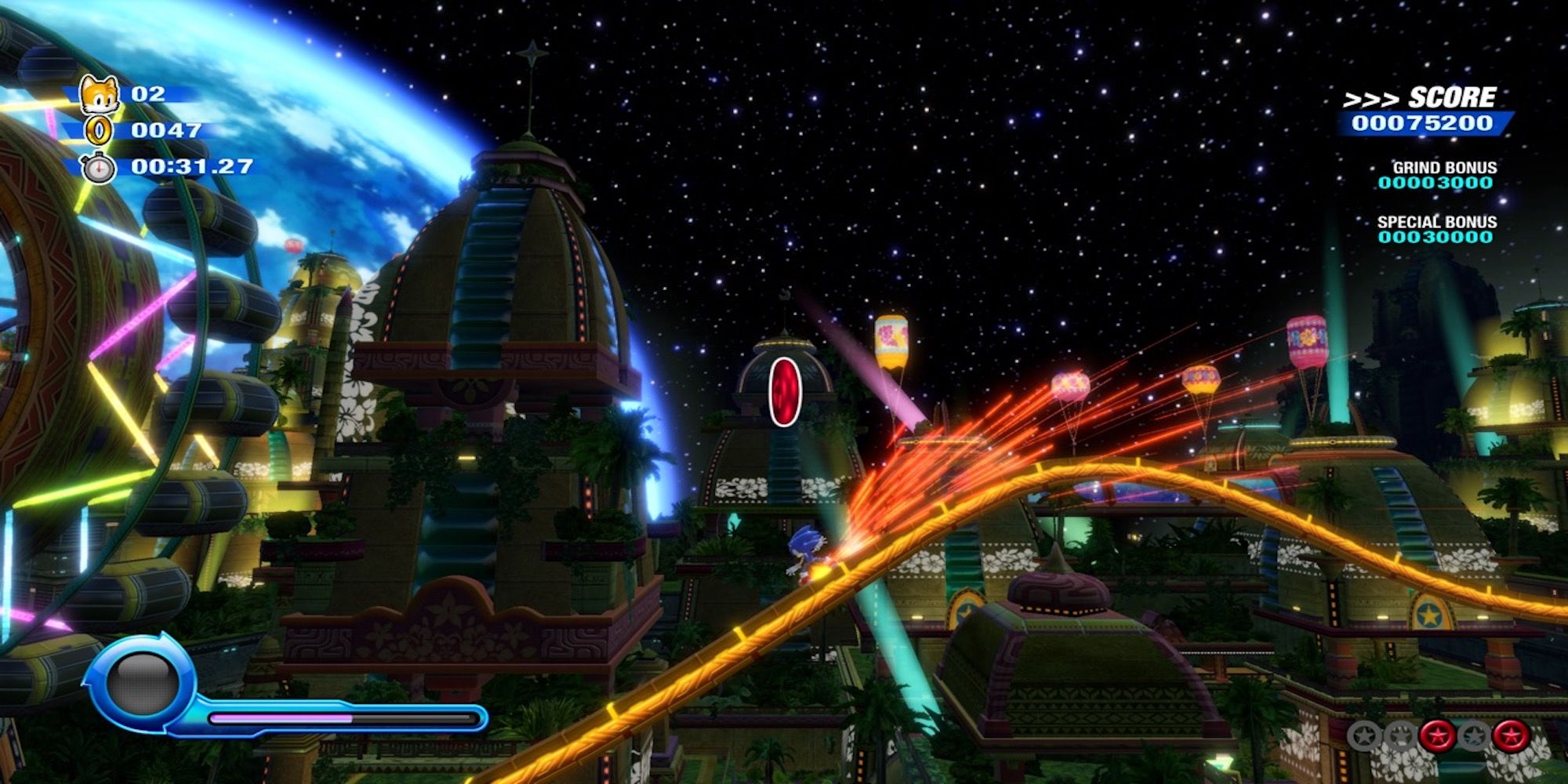 Grinding on rails in Sonic Colors Ultimate