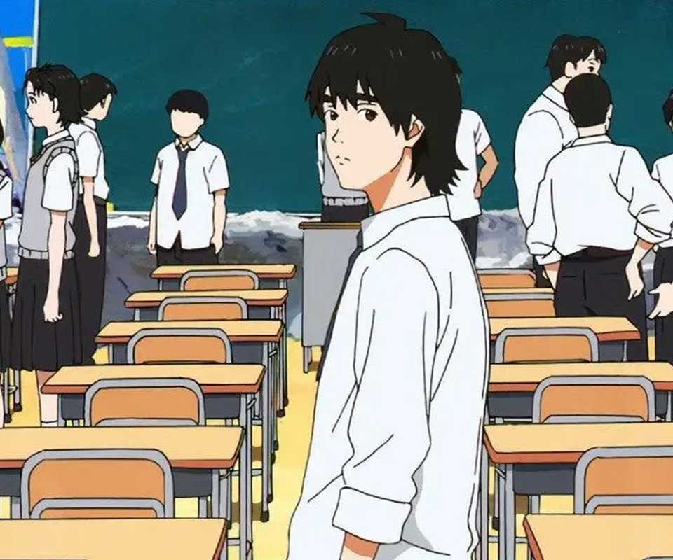 Sonny Boy - Nagara Looking At The Camera With All Of His Classmates Behind Him