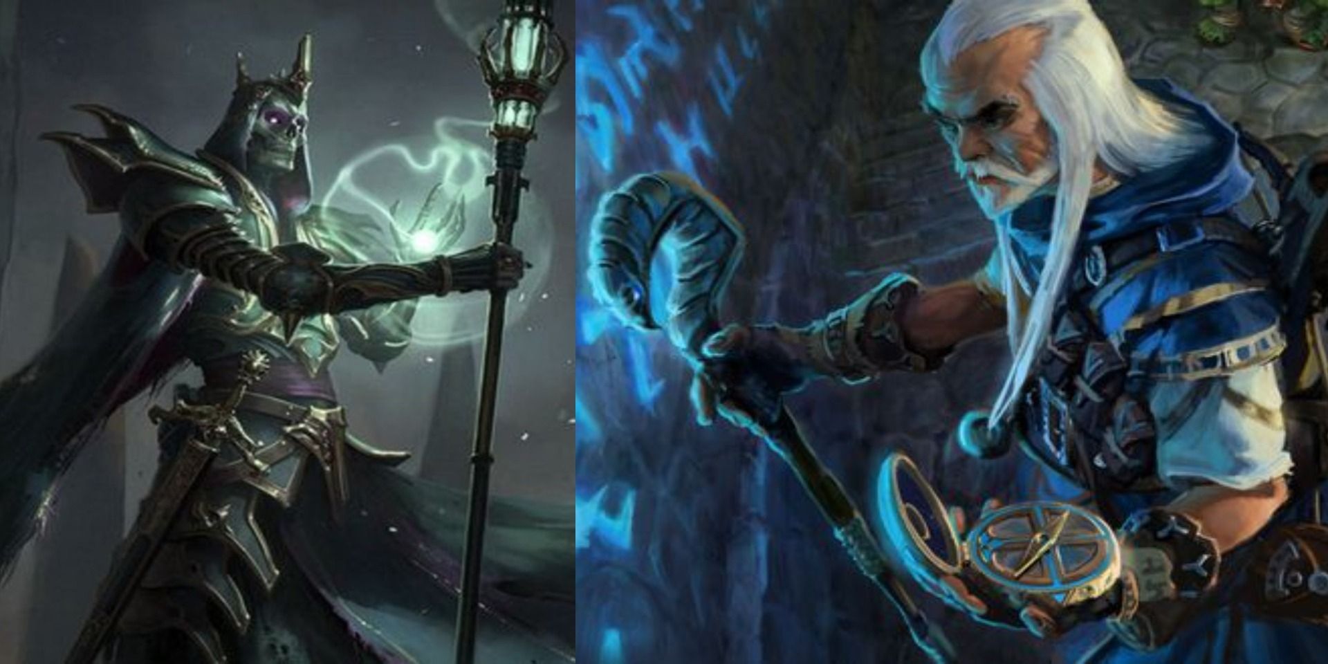 Sorcerers Wizards Pathfinder разделили изображение нежити и человека