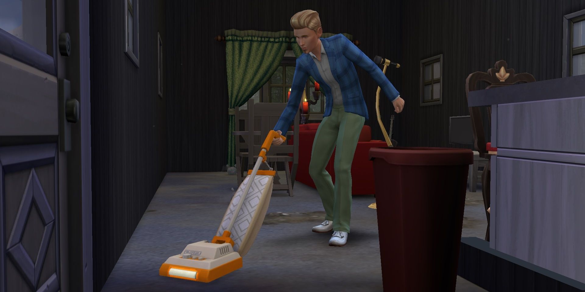 Sim Running A Vacuum Cleaner From The Sims 4