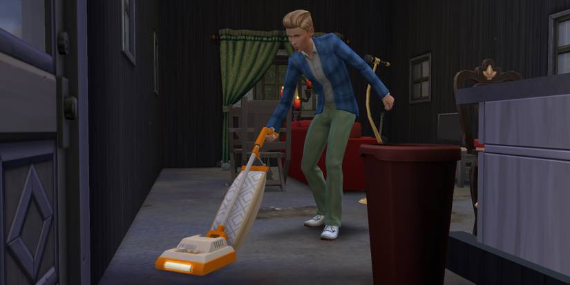 Sim Running A Vacuum Cleaner From The Sims 4
