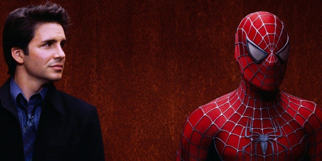 Spidey and a guy on an elevator in Spider-Man 2