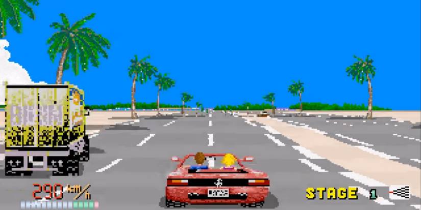 Stage 1 on the original Out Run arcade game