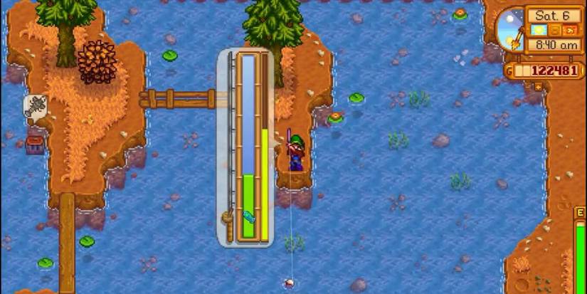 Stardew Valley fishing mini-game with fish meter