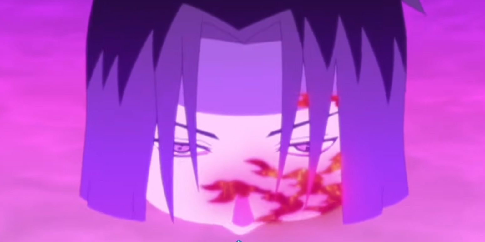 Still Frame From Naruto Shippuden Opening 5 -Light Of A Firefly- With Sasuke Sinking Into The Pool To Let Orochimaru Posess Him