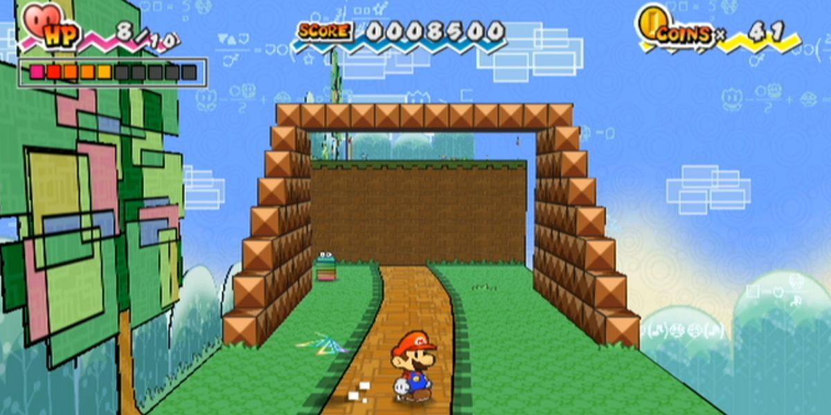 SuperPaperMario Wii Mario running on path