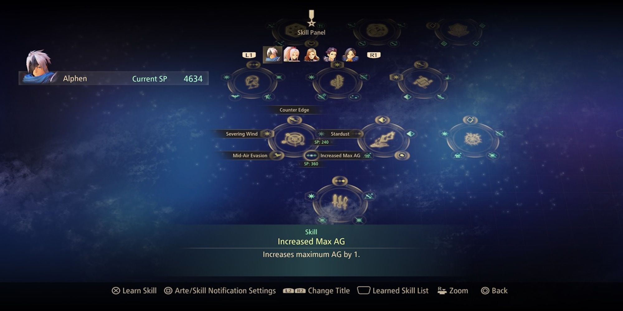 Increased Max AG skill in skill menu from Tales of Arise