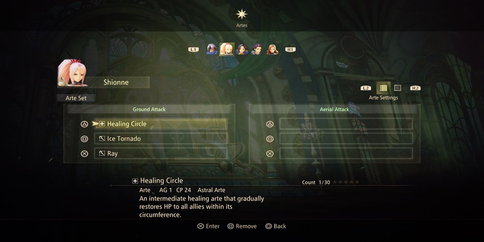 Healing Circle in the Artes menu from Tales of Arise