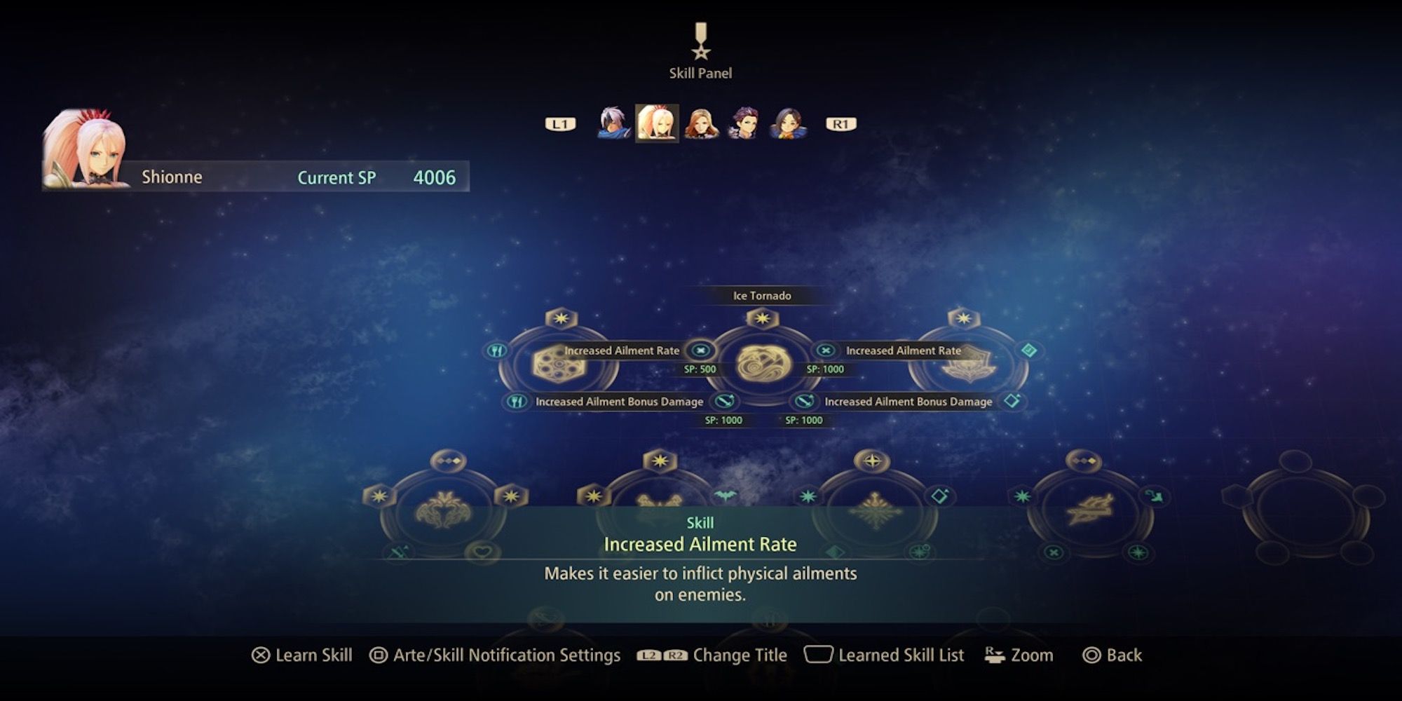 Increased Ailment Rate skill in skill menu from Tales of Arise