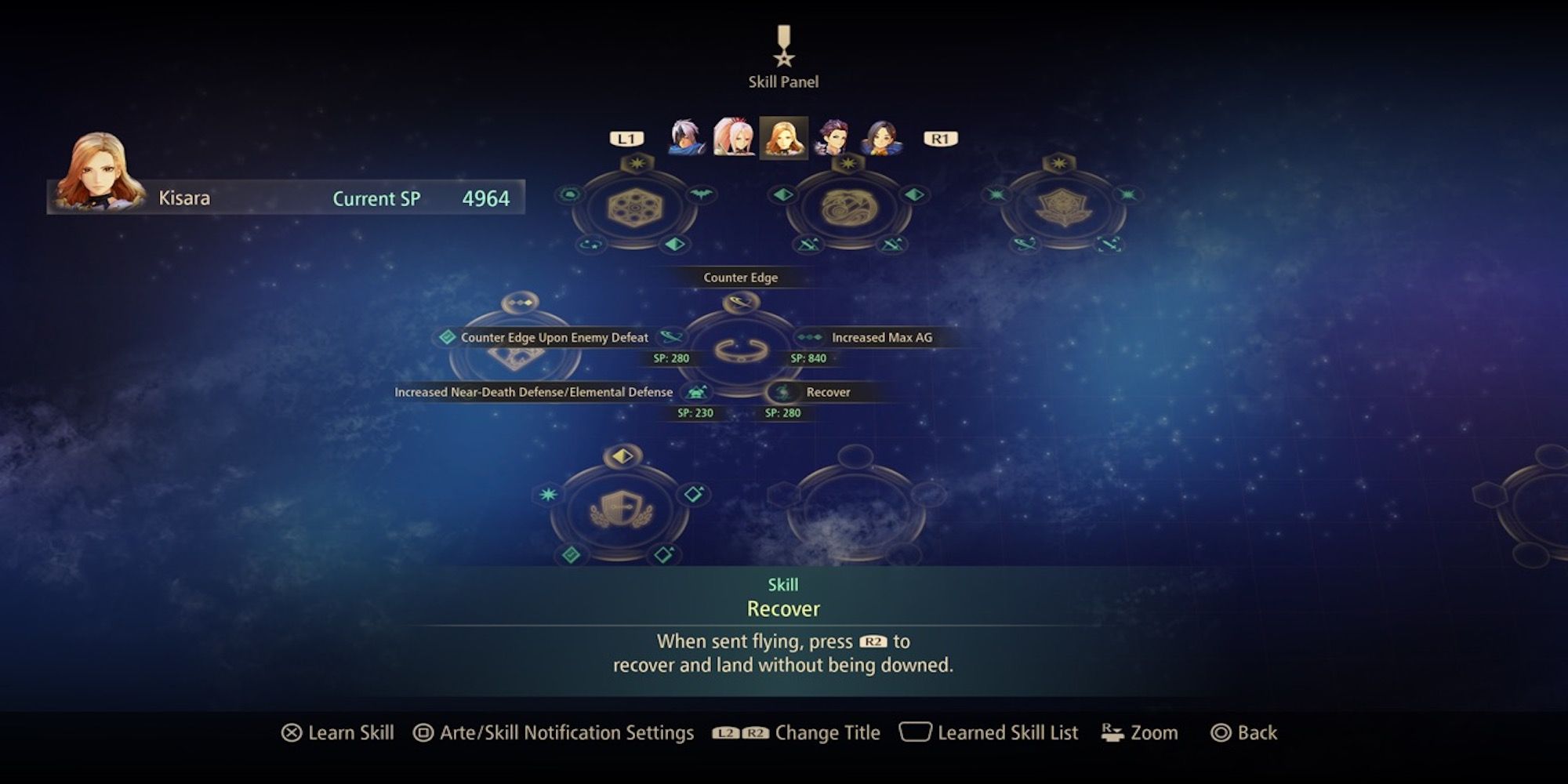 Recover skill in skill menu from Tales of Arise