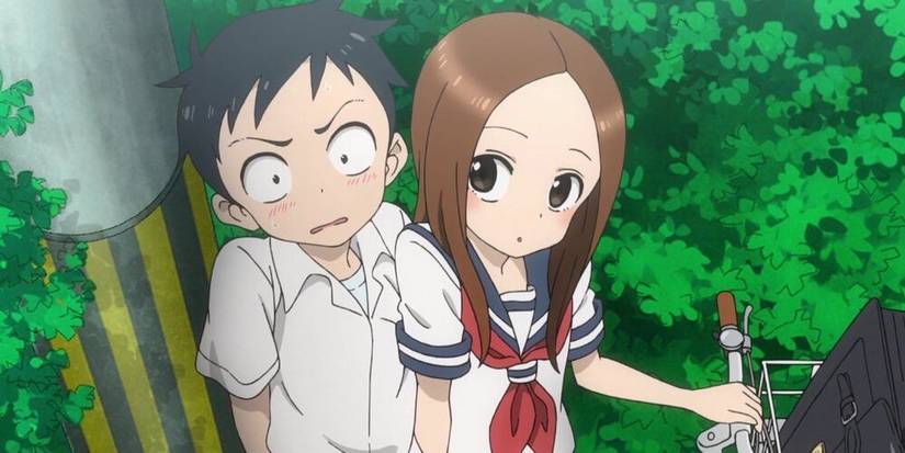 Blushing Nishikata and Takagi on bike