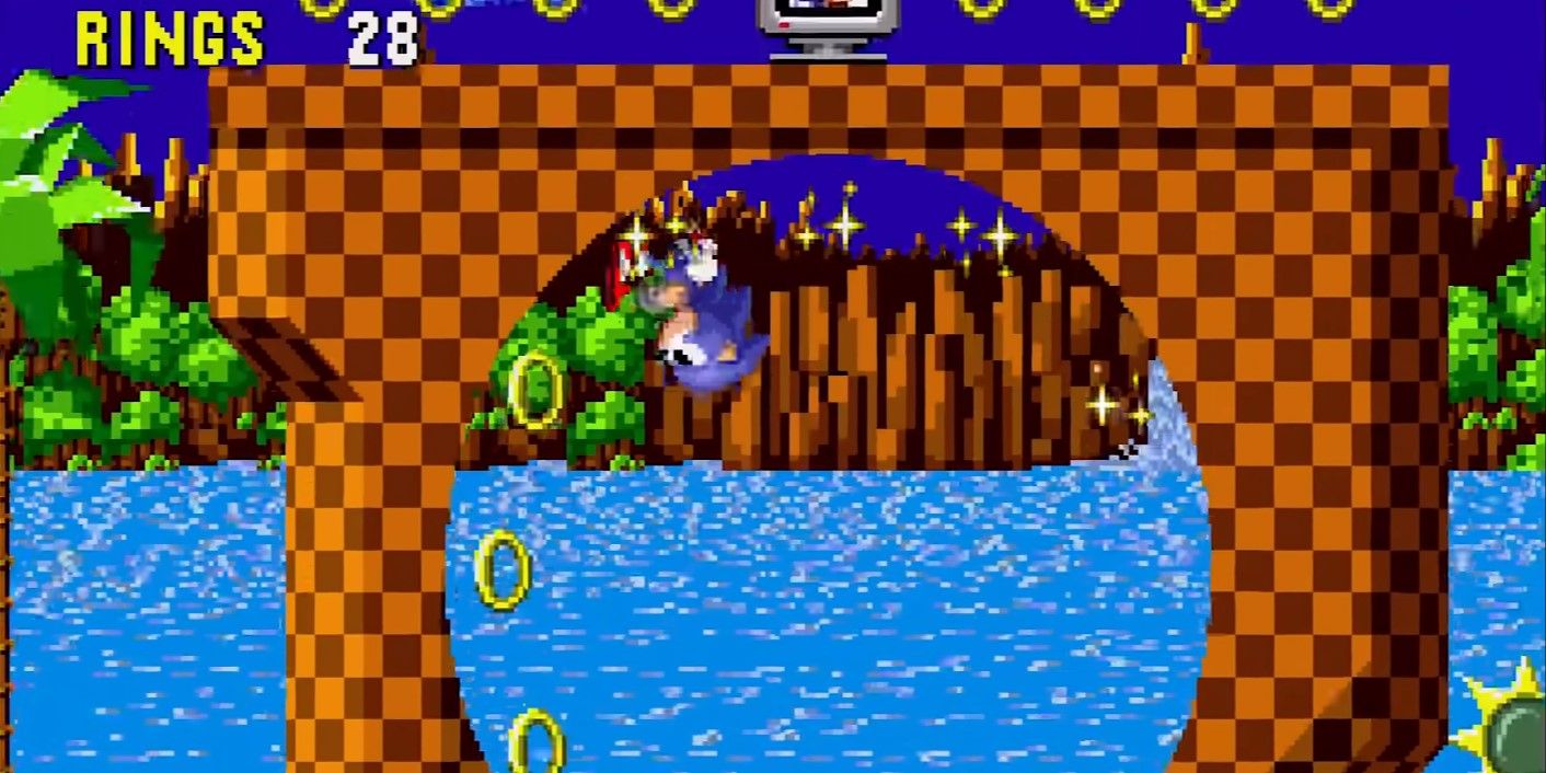 The Green Hill Zone in Sonic The Hedgehog on the Sega Genesis