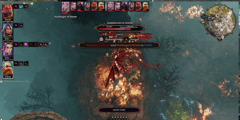 The Harbinger in flames