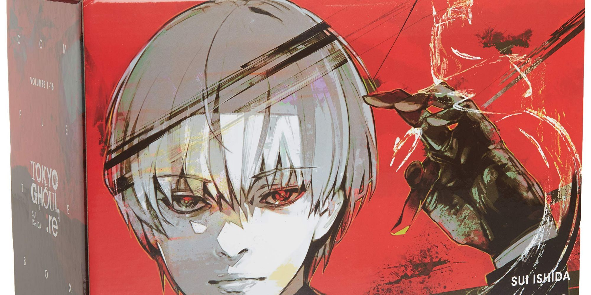 Ken Kaneki with upraised hand on the cover of Tokyo Ghoul