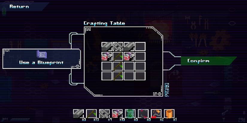 The crafting menu from Unsighted 