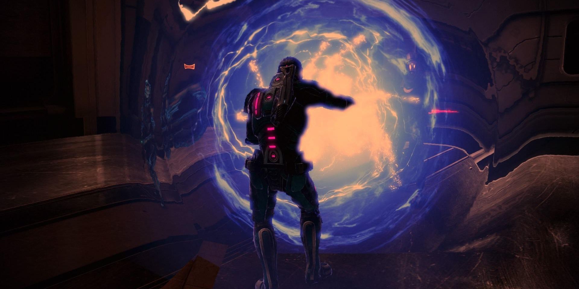 Shepard Using The Warp Power From Mass Effect 3