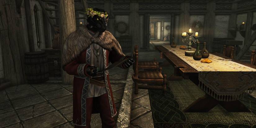 Argonian Wearing A Wedding Wreath From Skyrim