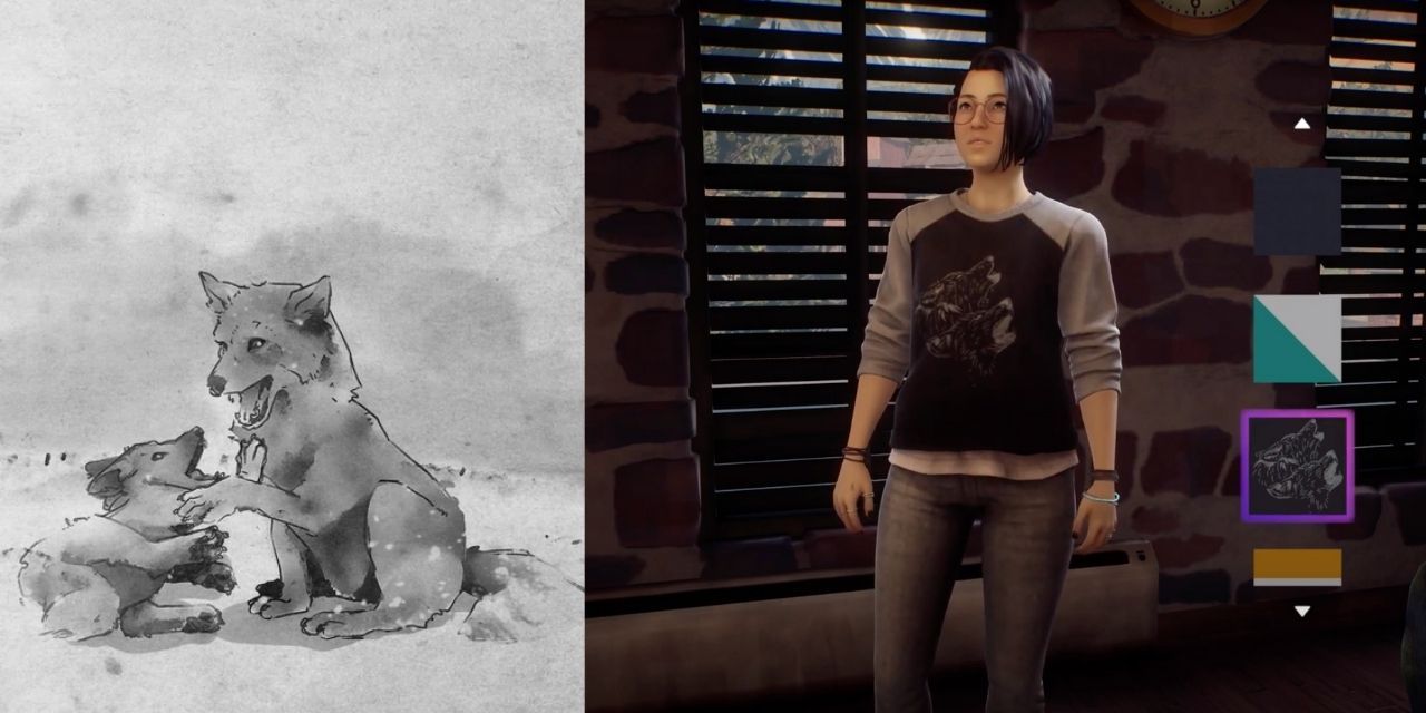 Слева: набросок волчат; справа: Алекс в волчьей рубашке