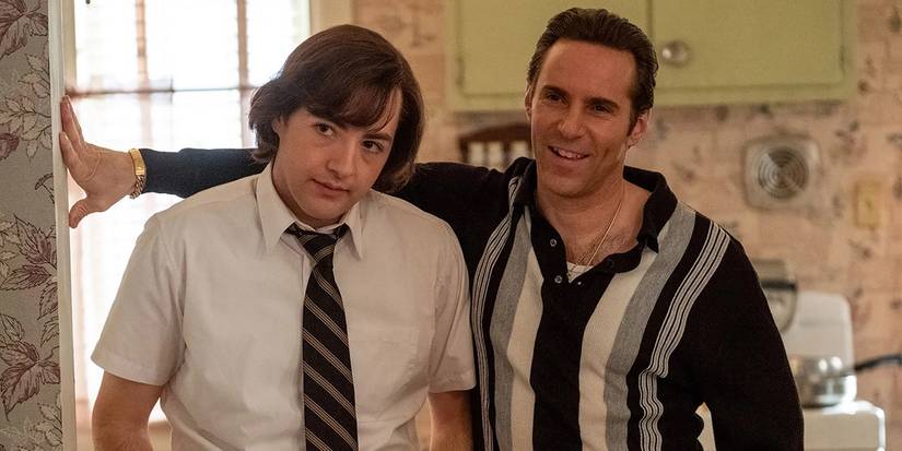 Young Tony Soprano in the kitchen with his father in The Many Saints of Newark