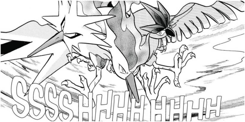 Pokemon Adventures a three-way fusion of Zapdos Moltres and Articuno