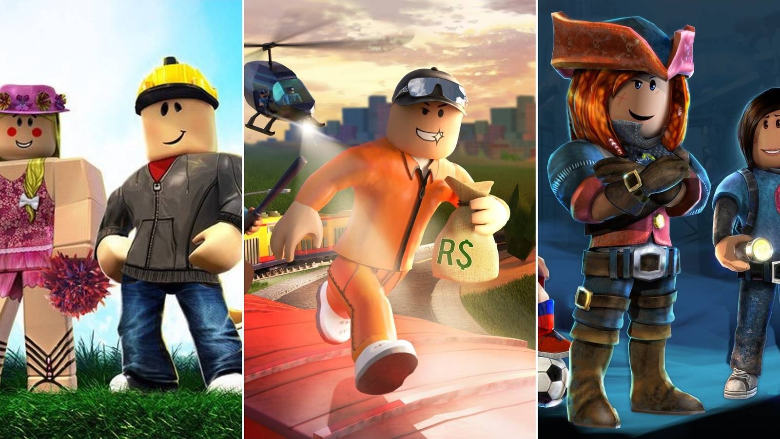 a collage of Roblox characters