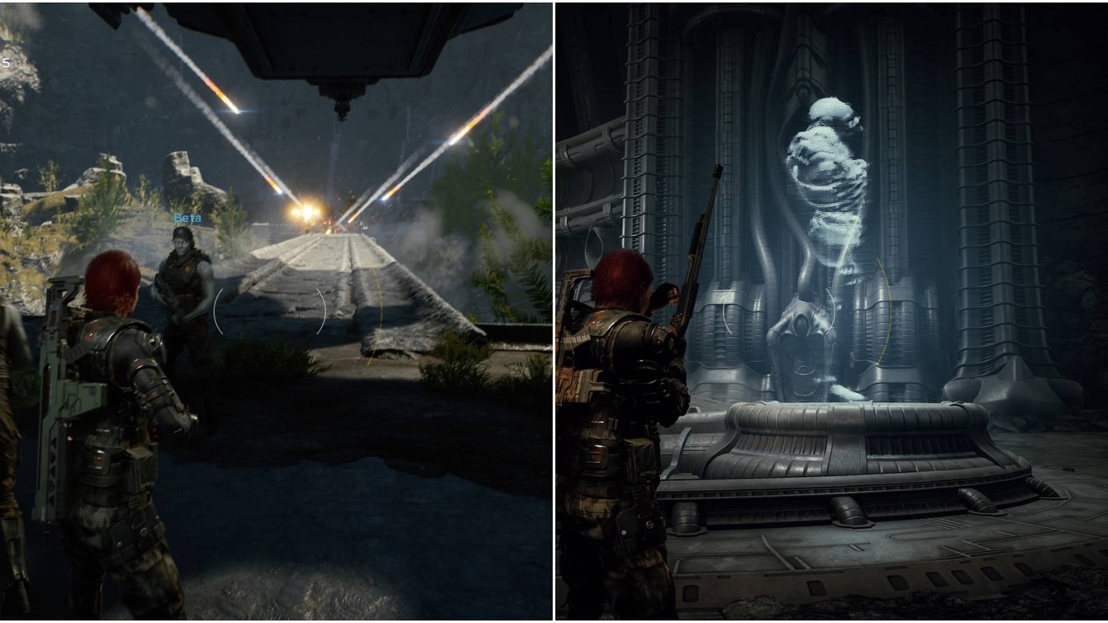 aliens fireteam elite split image ship and space jockey