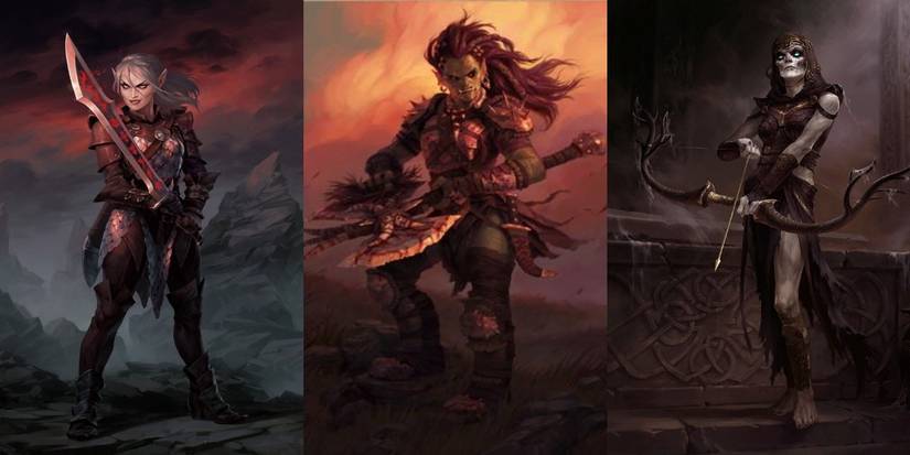 Barbarian collage, two melee and one ranged