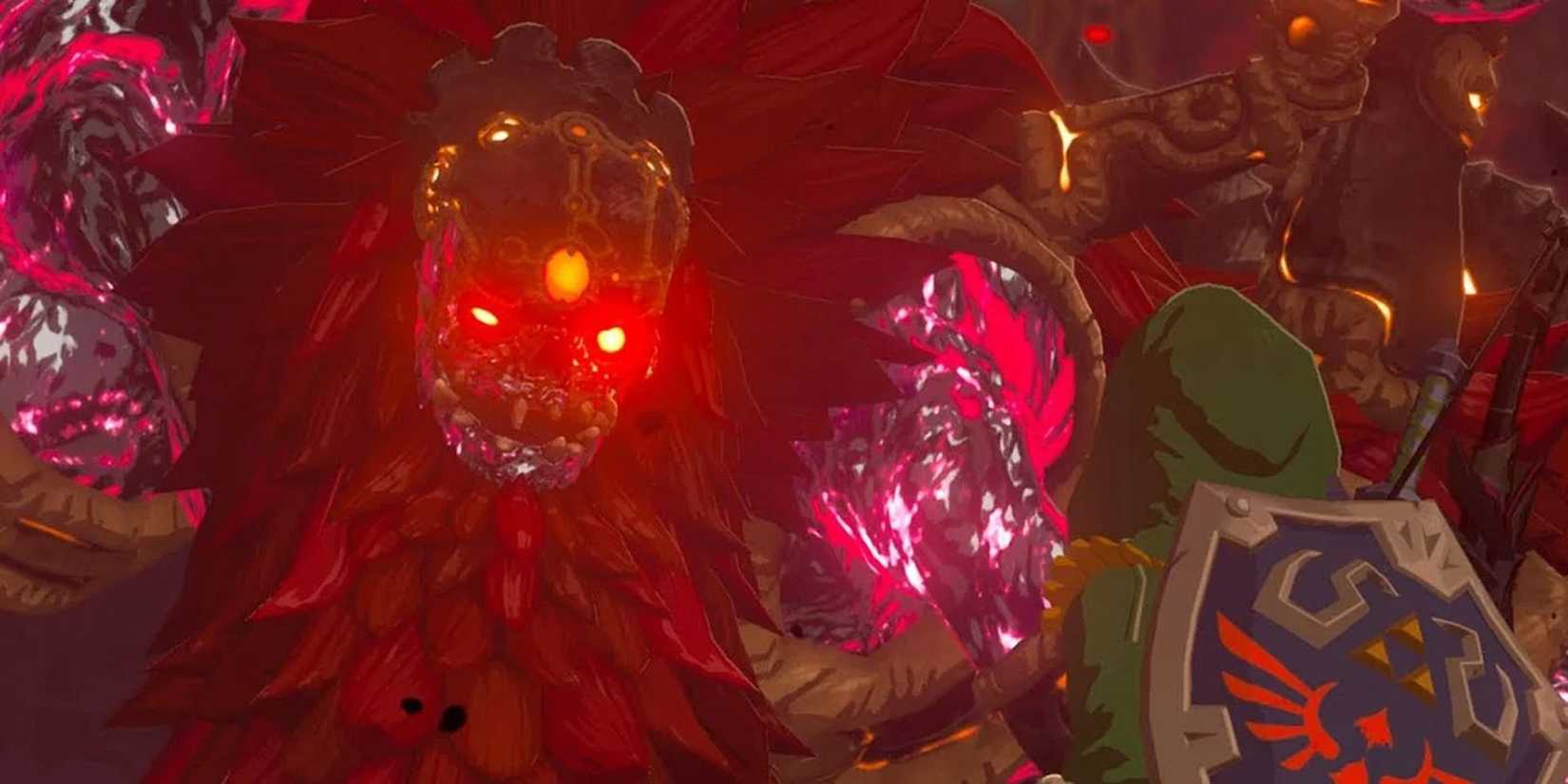 Link facing down calamity ganon