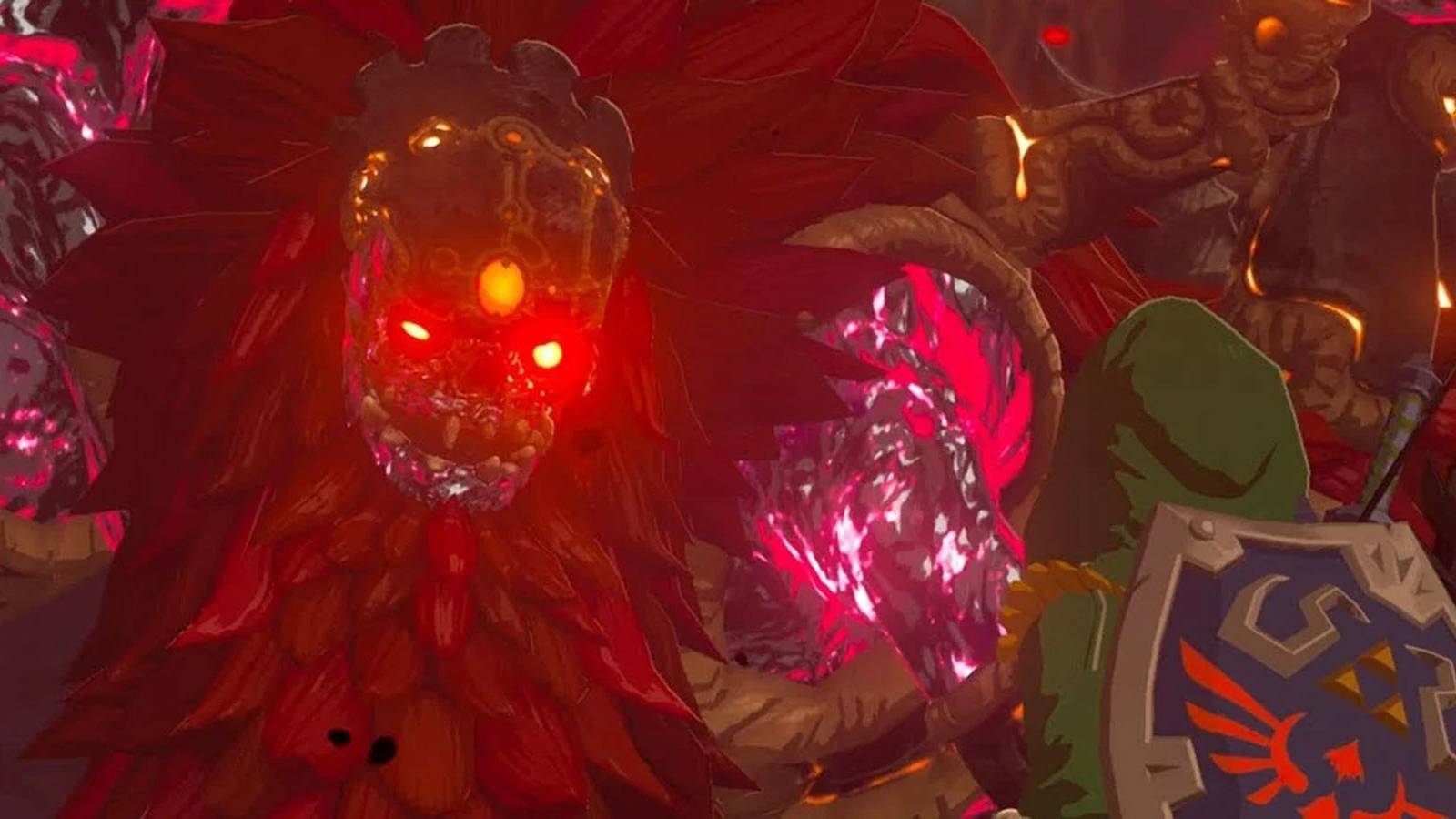 Link facing down calamity ganon