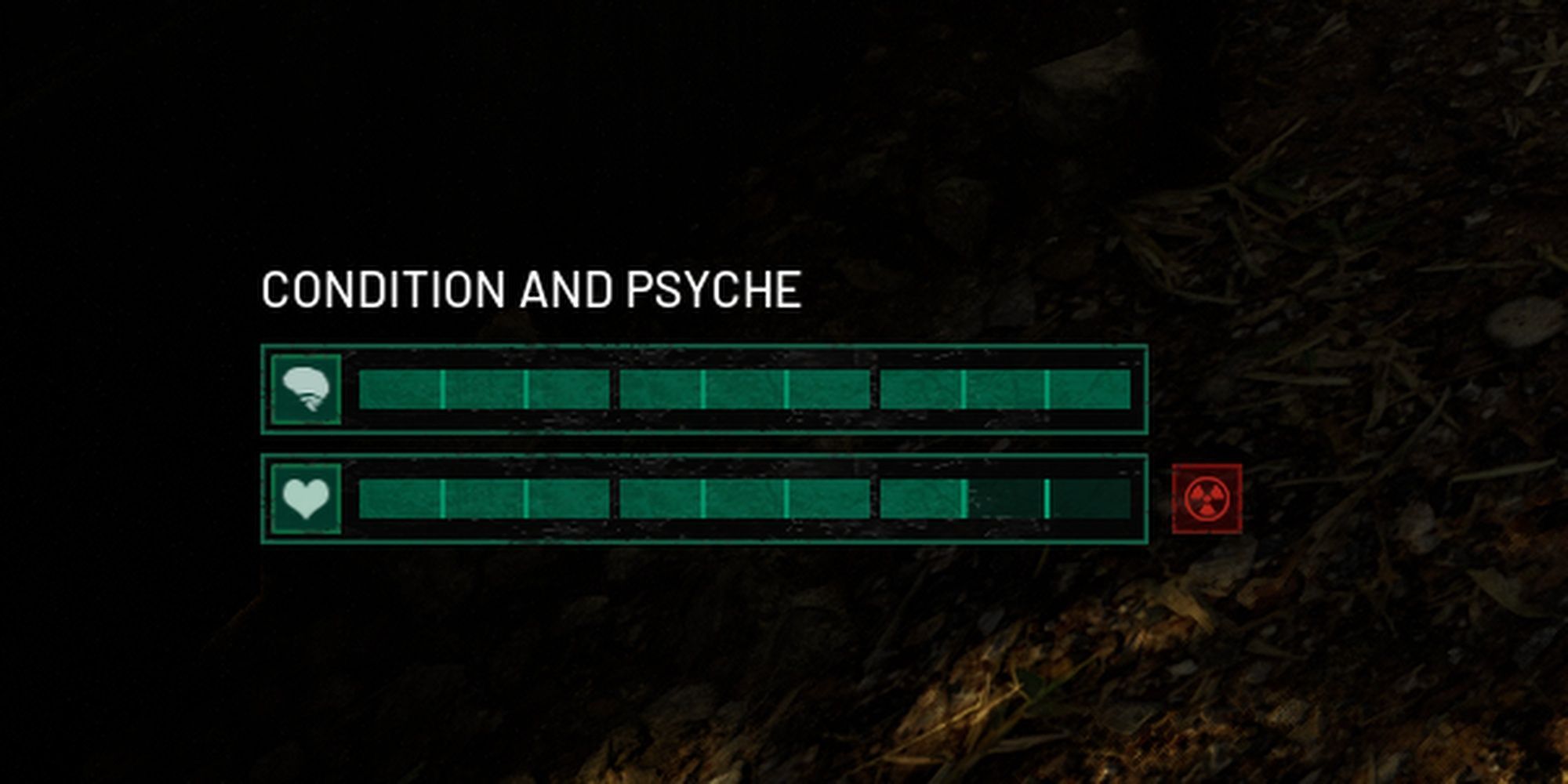 chernobylite condition bars showing health and psyche
