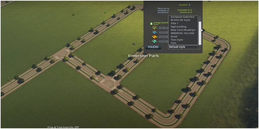 cities skylines district menu